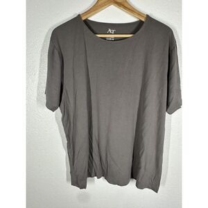 AT Shirt Mens Gray Lyocell Cotton Blend Made in Portugal Crewneck Short Sleeve